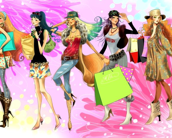 Модные девочки мультяшные