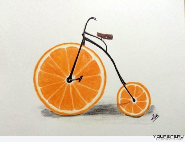 Одноколесный велосипед нарисованный