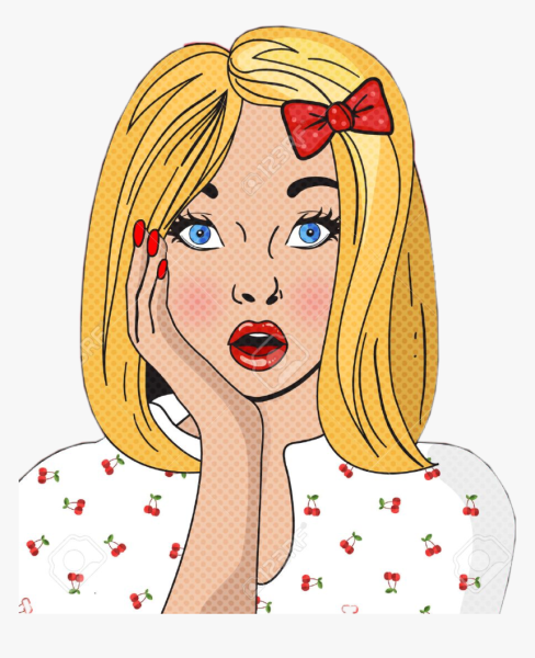 Девушка нарисованная удивляется