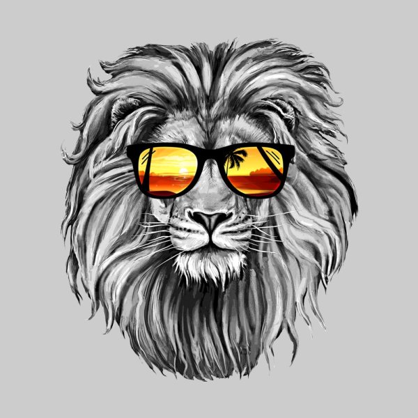 Лицо Льва арт черно белый