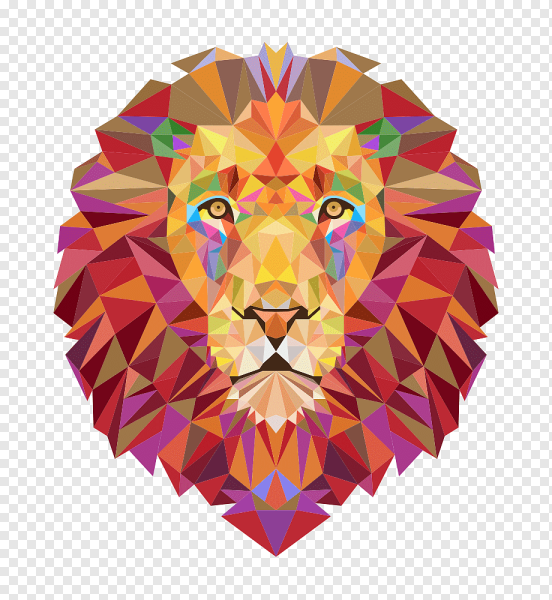 Полигональная живопись Лев