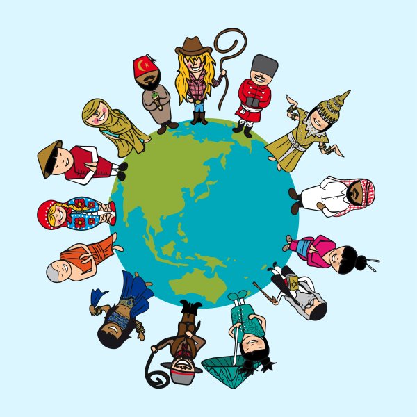 Земной шар с разными народами