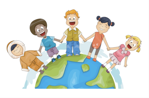 Дети всех рас держаться за руки