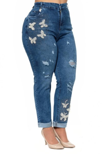 Джинсы со стразами