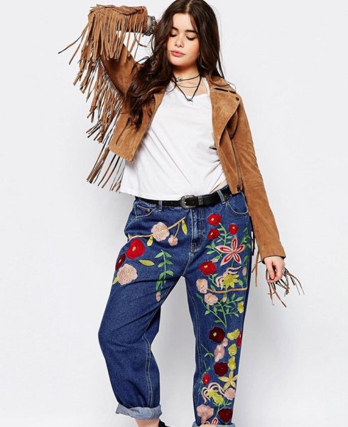 Джинсы бойфренды на полных девушках