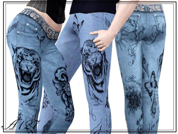 Тату на джинсах