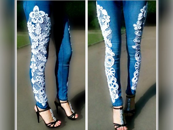 Кастомные джинсы женские с рисунками