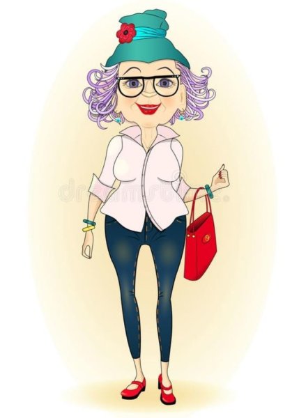 Нарисованная модная бабуля