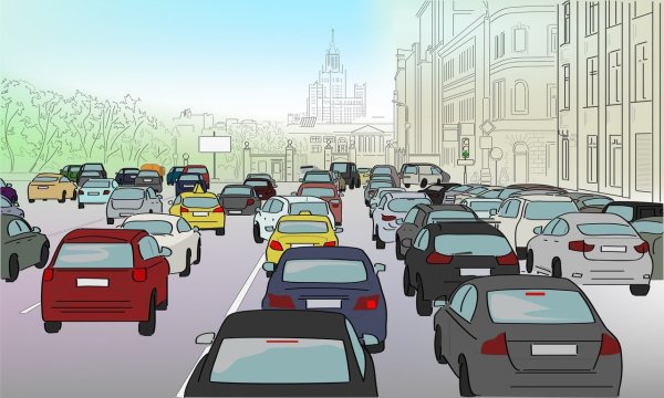 Зарисовка дорог в городе