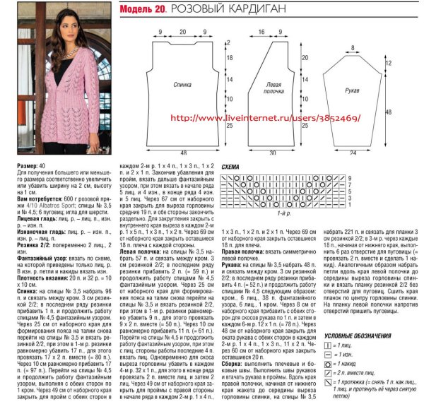 Вязаный кардиган схема