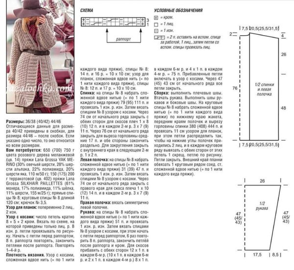 Кардиган с капюшоном женский спицами схемы и описание