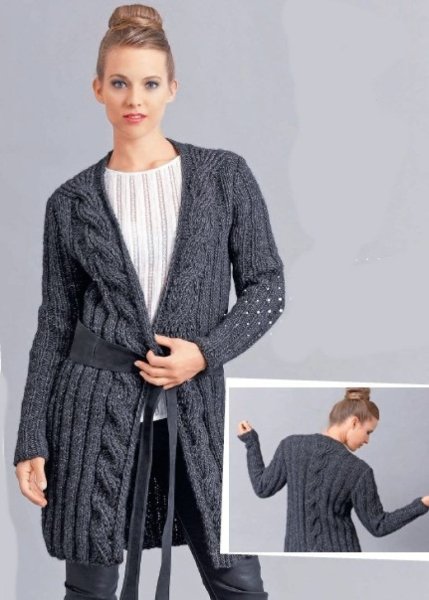 Кардиган спицами для женщин схемы и описание 56 размера