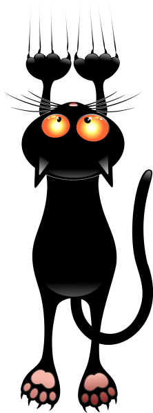 Смешной нарисованный черный кот