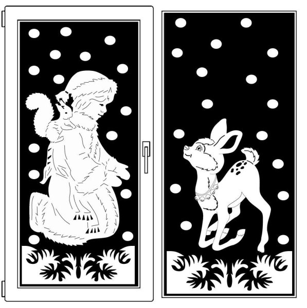 Трафареты на окна новогодние домики