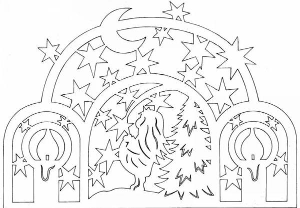 Новогодние трафареты на окна елка