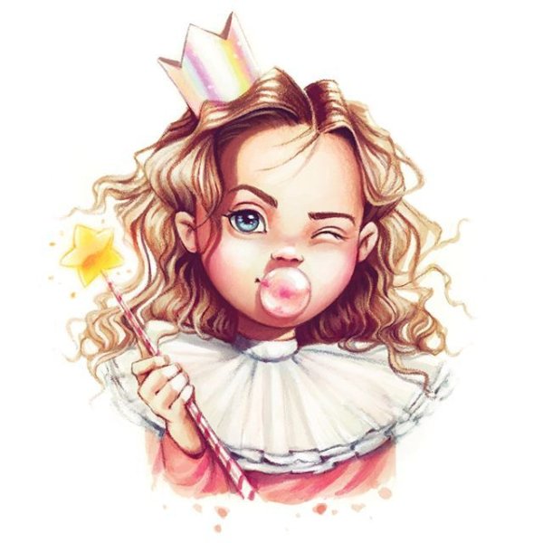 Нарисованная маленькая принцесса с короной