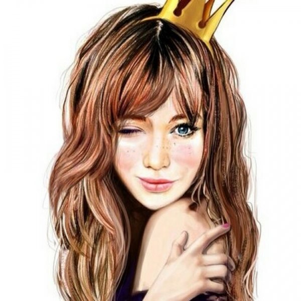 Нарисованная девушка с короной на голове