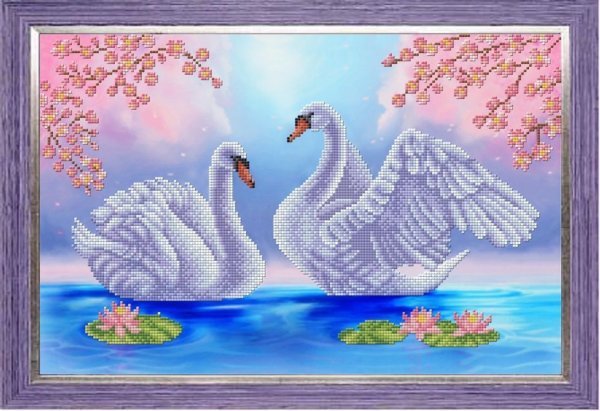 Лебеди картина из бисера