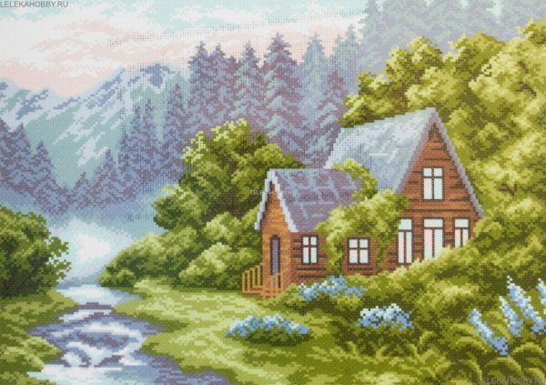 Вышивка Горная река Матренин Посад