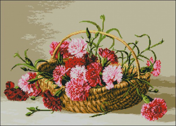 Вышивка крестом цветы в корзине