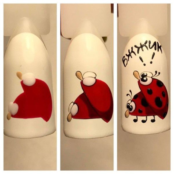 Мультяшки на ногтях пошагово