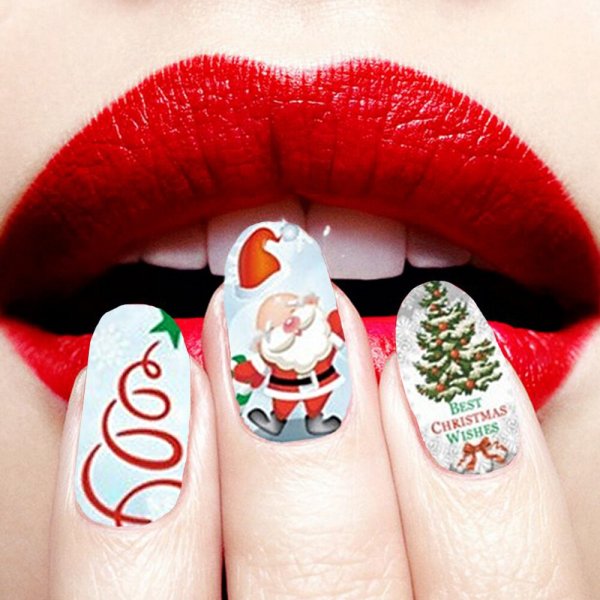 Маникюр со снегирьками