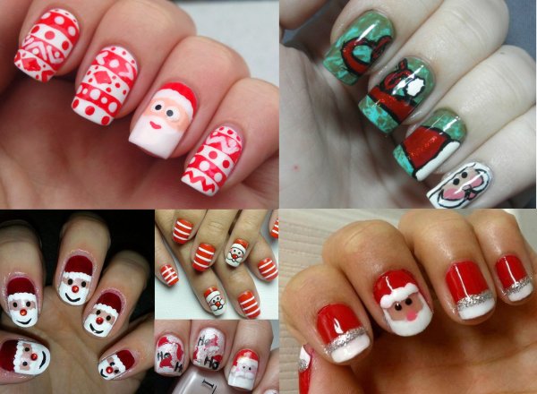 Детский новогодний маникюр