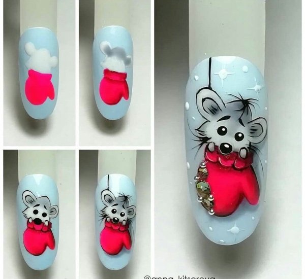 Мышь на ногтях