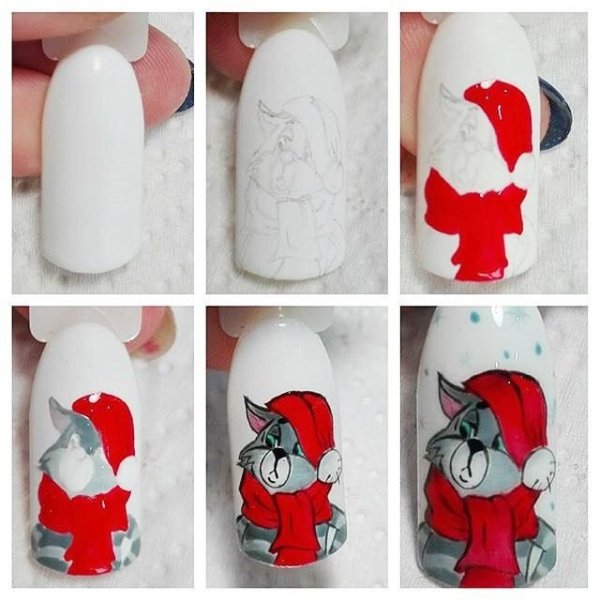 Новый год на ногтях пошагово