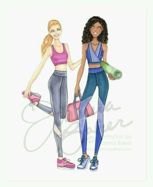 Нарисованные девушки в спортивном стиле