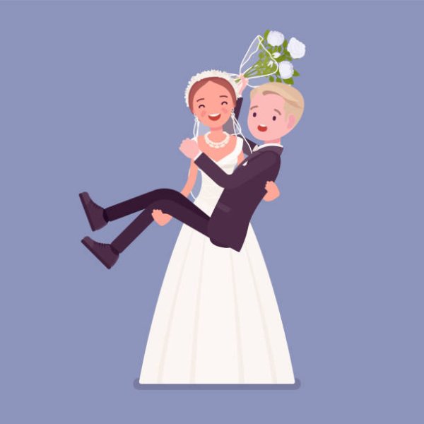 Жених держит невесту на руках рисунок
