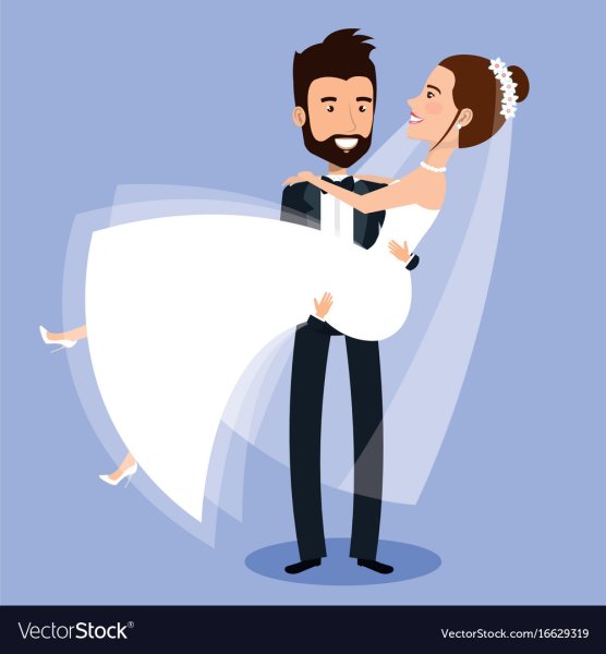 Невеста несет жениха вектор