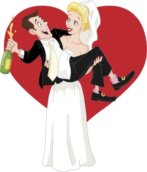 Прикольные мультяшные жених и невеста