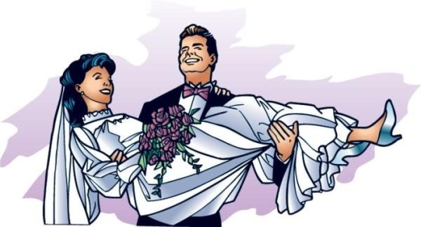 Невеста несет жениха вектор