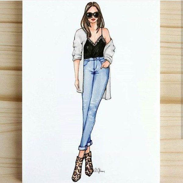 Эскиз джинсового стиля в одежде
