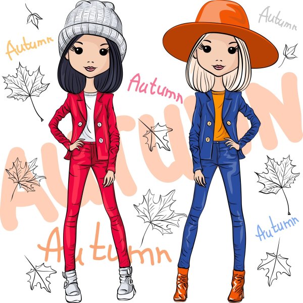 Иллюстрация девушка модная с волосами