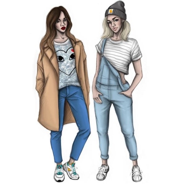 Девушка в джинсовке нарисовать