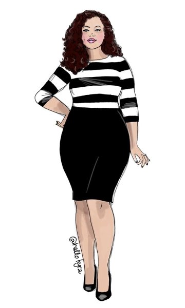 Зарисовка одежды для полных женщин