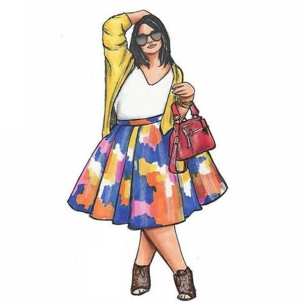Фэшн иллюстрации полных женщин