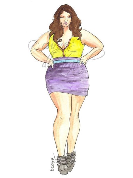 Фэшн иллюстрации полных женщин