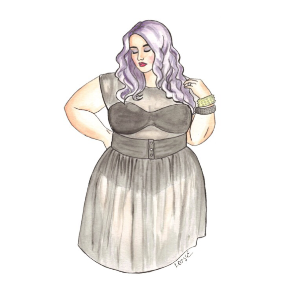 Полная девушка рисунок