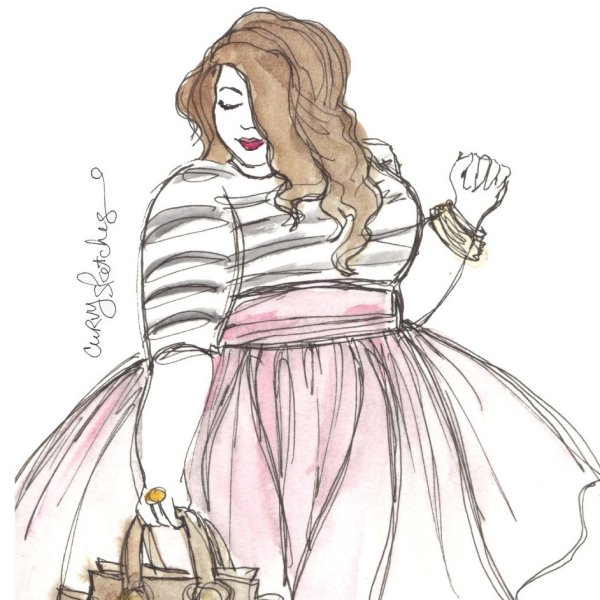 Девушка плюс сайз рисунок