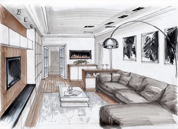 Интерьер комнаты скетч