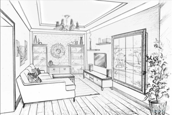 Эскиз интерьера комнаты