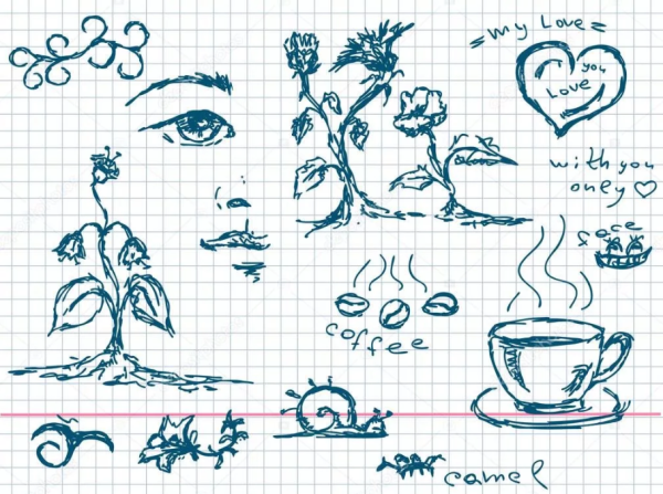 Рисунки ручкой в тетра