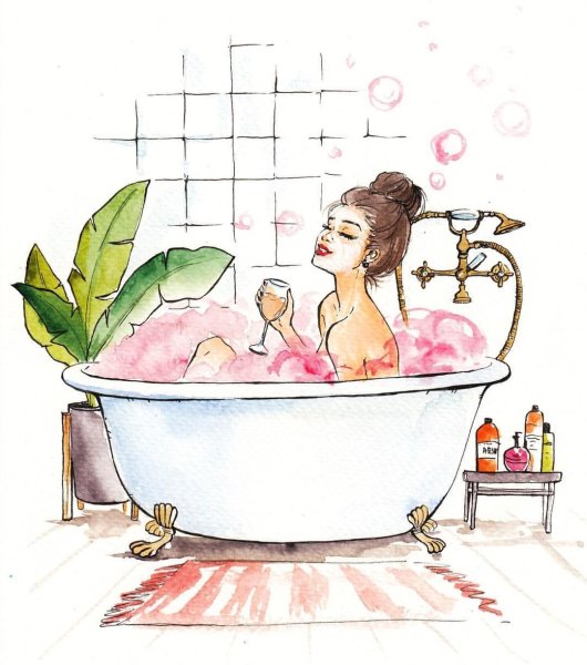 Девушка в ванне рисунок
