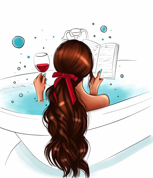 Девушка в ванной рисунок