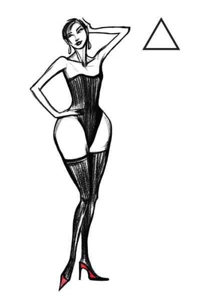 Эскиз модели девушки с широкими бедрами