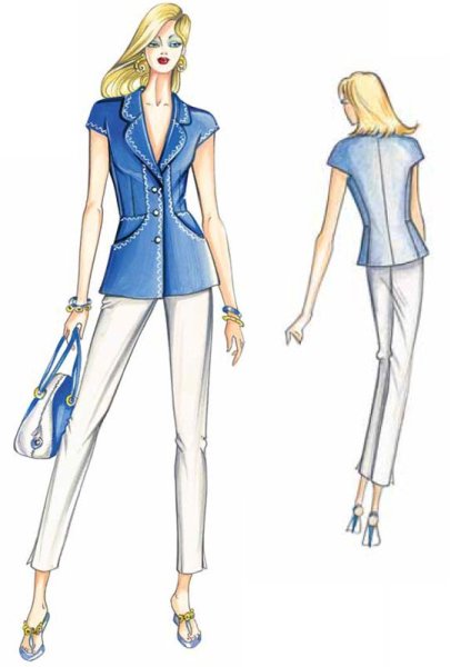 Эскиз женского жакета на фигуре