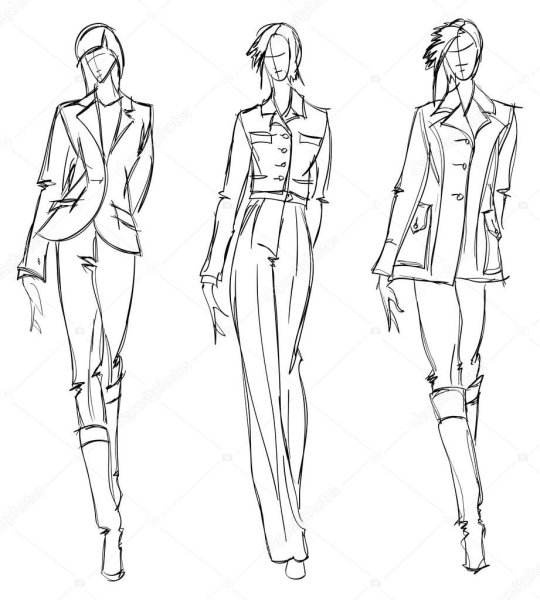 Эскиз брючного костюма женского